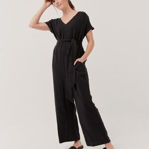 NWOT Pact Women's Black The Coastal Tie Waist Jumpsuit XL